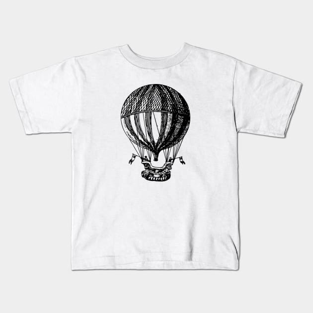 OLD STYLE BALOON RIDE Kids T-Shirt by CANVAZSHOP